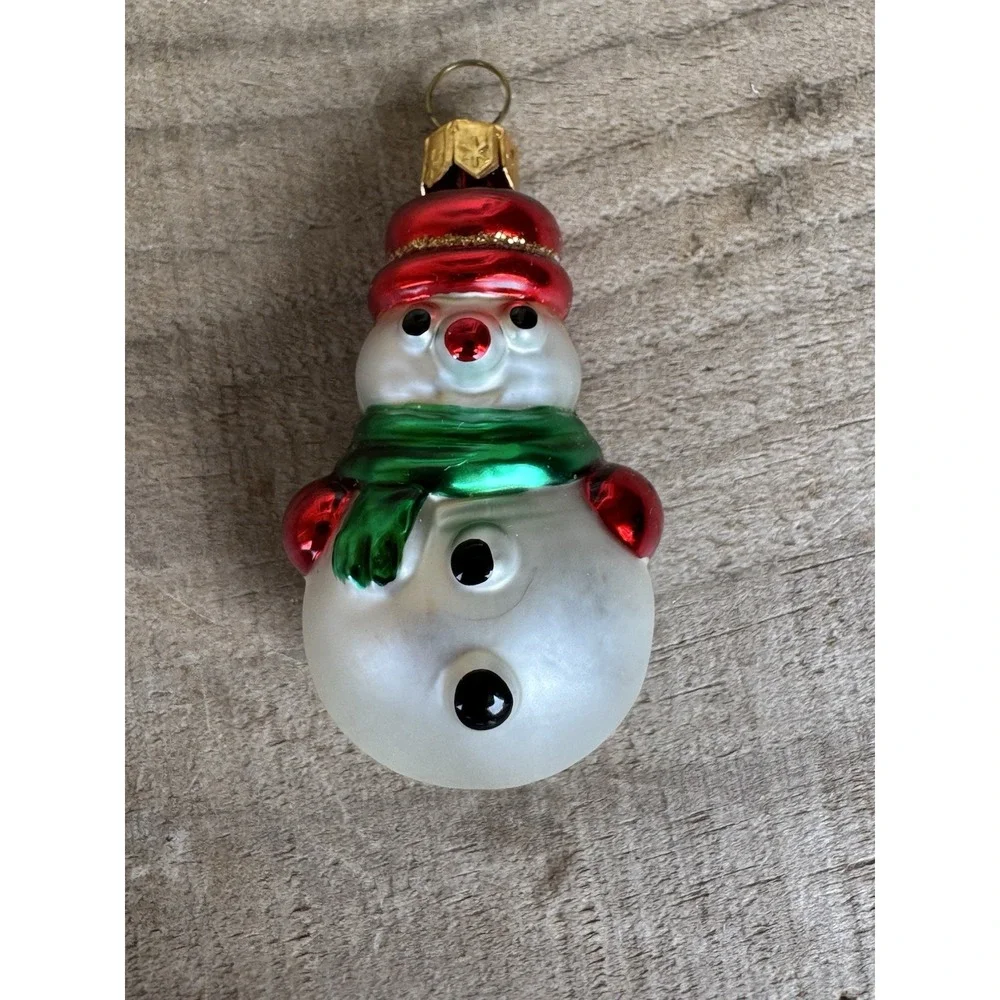 Vintage Snowman‎ Christmas Ornament Mouth-Blown & Hand-Painted Made In Poland